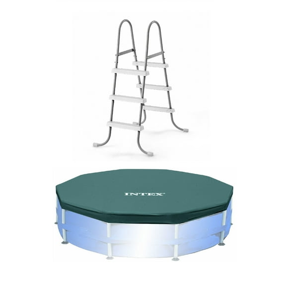 Intex Steel Frame Pool Ladder for 42” Wall Height Pools and 10’ Round Pool Cover