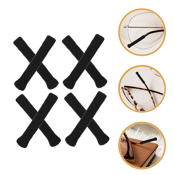 LULULION 8Pcs Eyeglass Ear Grips Black Supple Ear Pads with Anti Skid Glasses Leg Sleeves