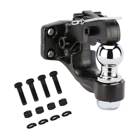 GJX 2in Heavy Duty Pintle Hook Hitch Ball Mount Class III, 2-1/2 in Receiver, 7000 lbs Tow Capacity
