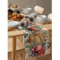 thumbnail image 3 of Table Runners 60 Inches Long Dress Scarves, Orange Pumpkin Fall Farmhouse Kitchen/Dining Table Runner, Small Coffee Tablerunners, Orange Plaid Thanksgiving Eucalyptus Leaves 13x60 Inch, 3 of 7
