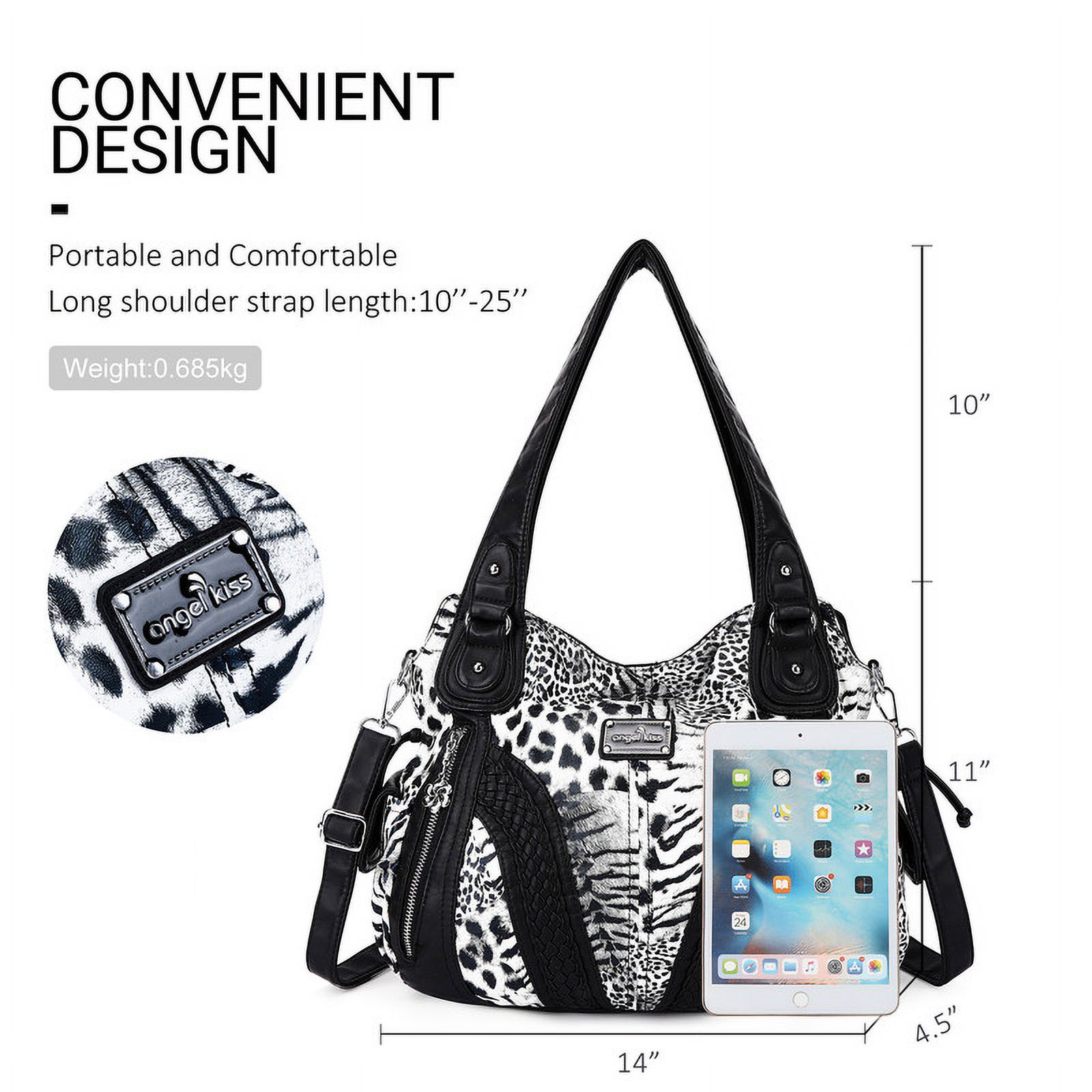 Angelkiss Women's satchel handbag Flexible multiple pockets with adjustable shoulder straps