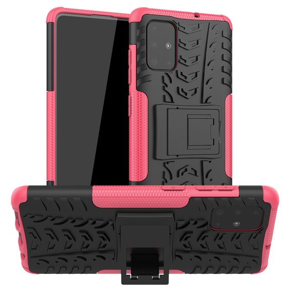 For Galaxy A71 Tire Texture Shockproof TPU PC Protective Case with Holder
