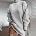 thumbnail image 1 of Suéter de otoño e invierno, vestido de suéter de cuello alto medio con manga raglán larga, 1 of 6