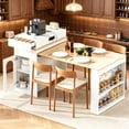 thumbnail image 1 of Table à Manger Extensible avec Rangement - Blanc Crème et Naturel, 1 of 19