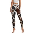 thumbnail image 2 of Renewold Brown Black Cow Print Yoga Pants for Women with Pockets Full Length Workout Leggings High Waist Tummy Control Lounge Pants Activewear Fashion Womens Leggings, XS, 2 of 8