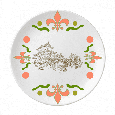 

China Landmark Sketch Art Deco Fashion Flower Ceramics Plate Tableware Dinner Dish