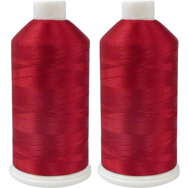 SuperB Fil à Broder en Polyester Rubis Coupe Rouge, 40wt 5000m, Lot de 2