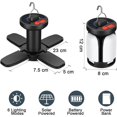 thumbnail image 5 of BRILLAR Luz solar para acampar recargable por USB: 4500 mAh, 6 modos de iluminación, SOS de 360°, plegable, resistente al agua, 5 of 5