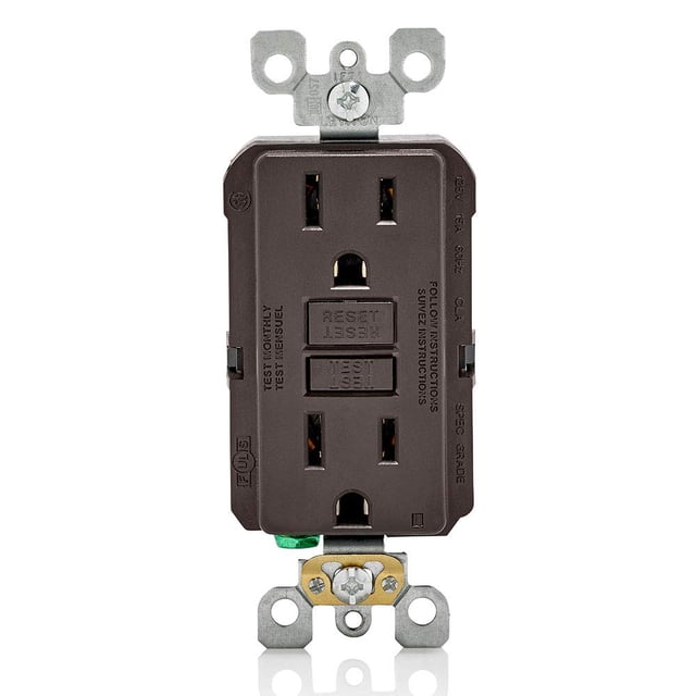 Salida GFCI Leviton de 15 amperios, autocomprobación, no es resistente a manipulaciones