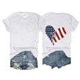 thumbnail image 1 of Hauts d'Été pour Femmes, Tenues de 4 Juillet 2024 Mode Féminine Col Rond Manches Courtes Jour de l'Indépendance Drapeau Américain Imprimé Liberté Familiale Chemise Blanche, 1 of 3