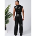 thumbnail image 6 of Hansber Men's Retro 70s Outfit Disco Dance Jumpsuit Sleeveless V Neck Hippie Style Bodysuit for Stage Black 3XL, 6 of 7