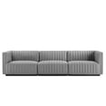 thumbnail image 3 of Modway Conjure Channel Tufted Upholstered Fabric Sofa in Black Light Gray, 3 of 10