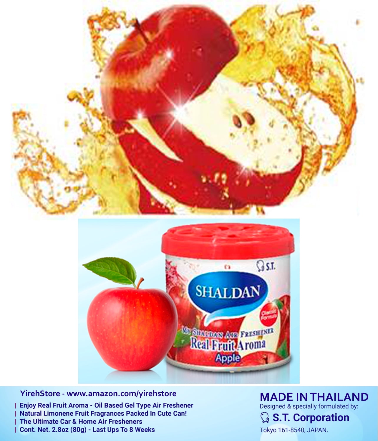 YirehStore My Shaldan Apple Scent 6-cans, Original Classic Formula, Car Cup-holder Natural air freshener, Real Fruit Aroma