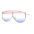thumbnail image 3 of SA106 Retro Shield Oceanic Lens Oversize Flat Top Metal Sunglasses Gold Pink Blue, 3 of 4
