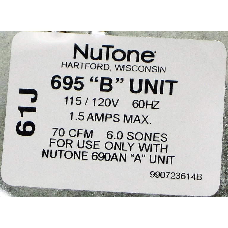 Broan-Nutone C370BN 70CFM Replacement Motor/Wheel For 696N A Housing -  Walmart.com