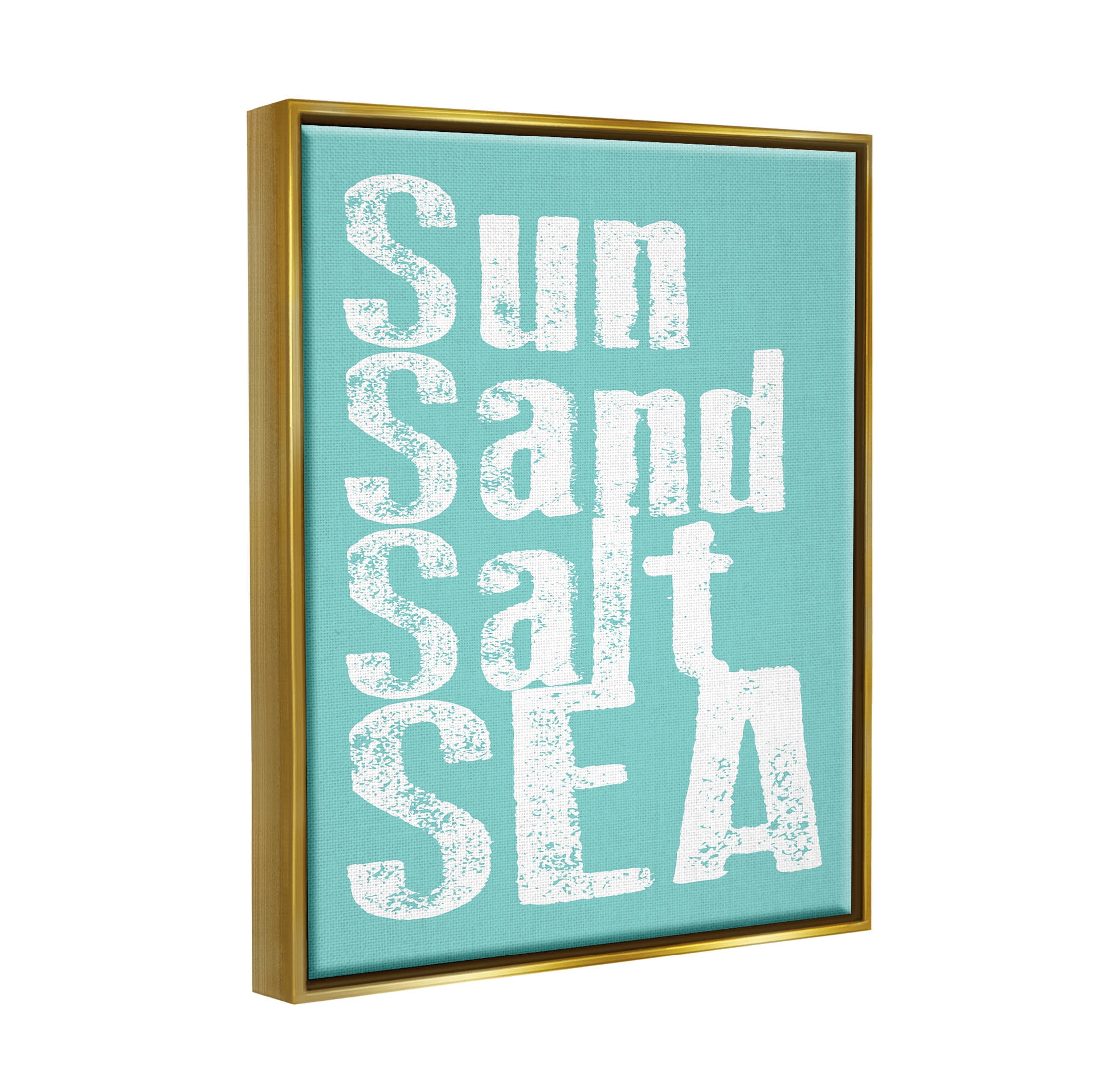 Stupell Industries Sun Sand Salt Sea Phrase Graphic Art Metallic Gold Floating Framed Canvas Print Wall Art, Design by Alli Rogosich