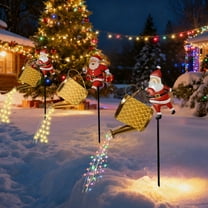 Boovnll Solar Santa Claus Watering Christmas Lights Outdoor 32" Waterproof Garden Stakes Christmas Lights for Garden, Yard, Porch, Patio Decorations