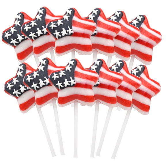 American Flag Star Lollipops, 4th of July Candy, 12 Count Box, 14.1 Ounces