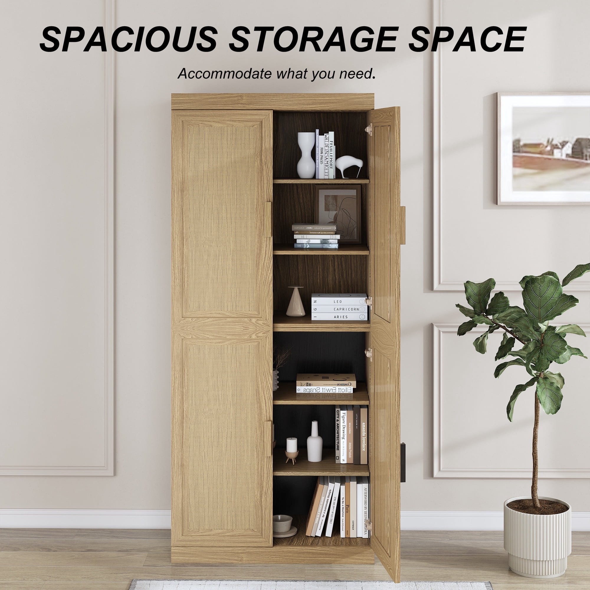 MAYEERTY Entryway Storage Cabinet Wood Accent Cabinet for Living Room,Brown