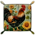 thumbnail image 2 of Women Girls Leather Square Dish Trinket Plate Jewelry Tray for Mothers Day Birthday Gift, Farmhouse Sunflower Rooster, 2 of 6