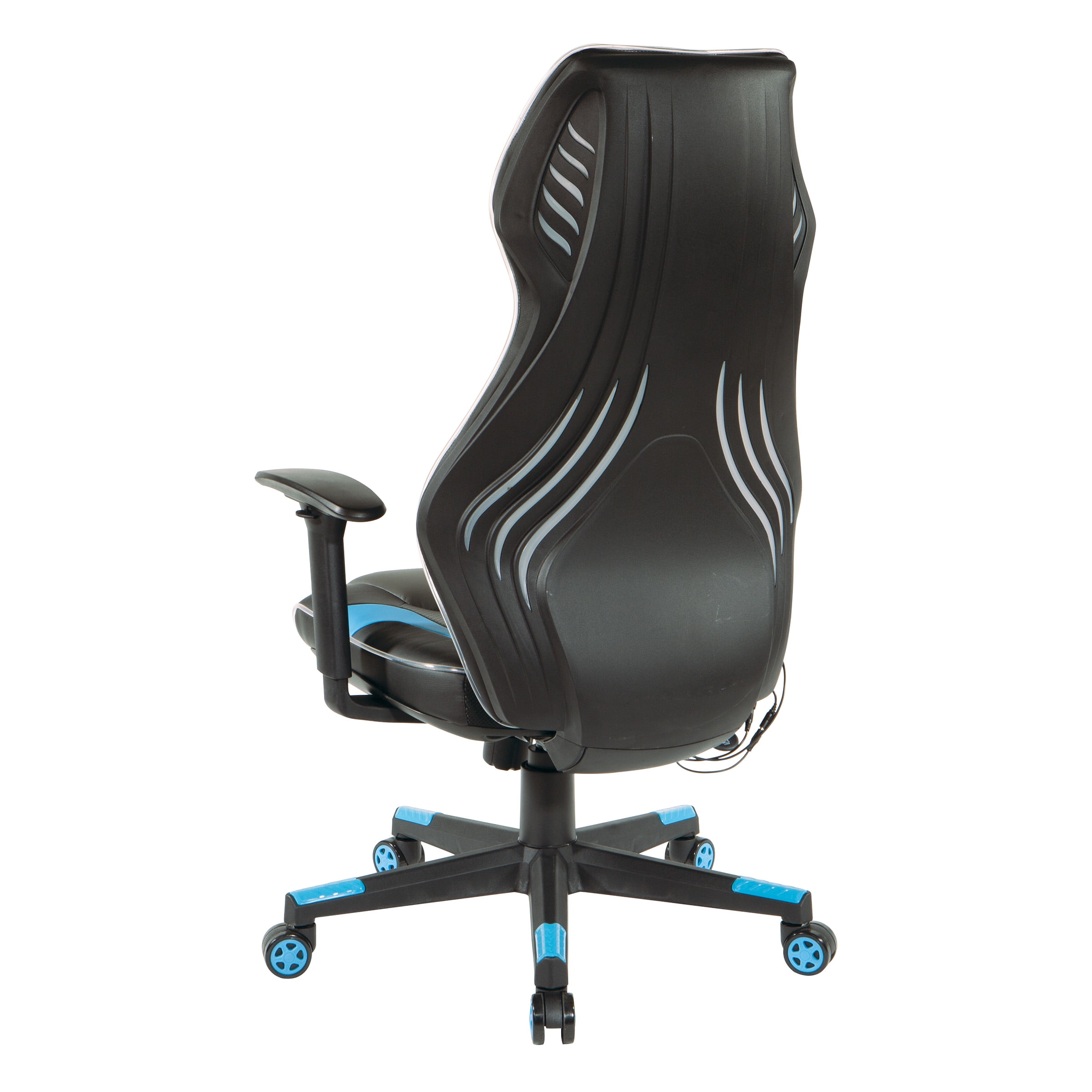 Osp Home Furnishings Gigabyte Gaming Chair In Black Faux Leather With Blue Trim And Accents Walmart Com Walmart Com