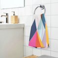thumbnail image 3 of Yayeee 2 Pack Hand Towels for Bathroom 100% Cotton 16" x 28" Soft Absorbent Kitchen Towel, Colorful Triangles, 3 of 7