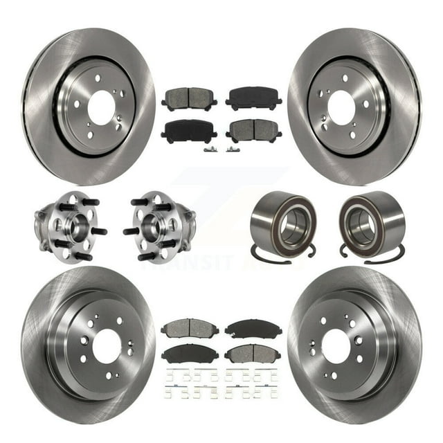 Transit Auto Roulements de Moyeu de Roue avant Arrière Assemblage Rotors de Frein à Disque et Kit de Tampons Semi-Métalliques (10 Pcs) pour Voiture 2016-2022 Honda Pilot AWD - Côté Gauche Droit (Conducteur Passager) KBB-130445
