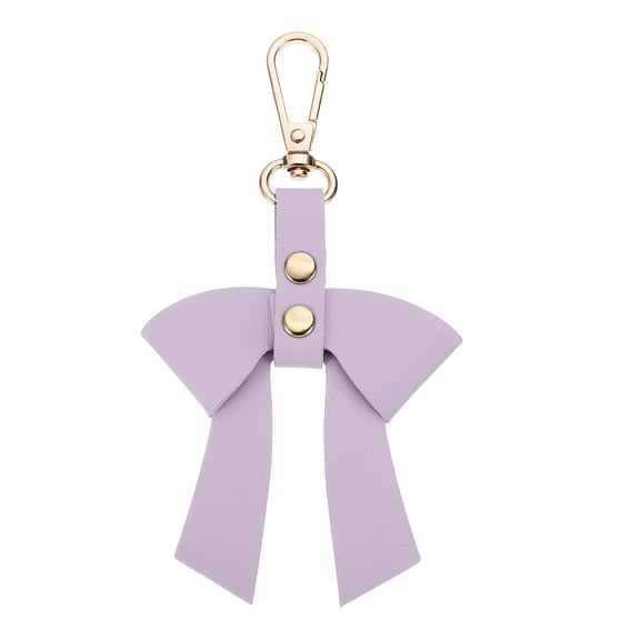 PU Leather Bow Keychain, Cute Bow Charm Women Bowknot Key Ring for Purse Handbag Pendant Charm Car Key Accessories, Purple