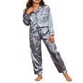 thumbnail image 3 of Pyjamas Set for Womens Silk Satin Nightwear Button Down Ladies Pyjamas Leopard Print Sleepwear 2Pcs PJ Set, 3 of 5