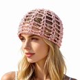 thumbnail image 4 of 22IN Sparkly Sequin Crochet Beanie Hat - Mesh Skull Cap with Transparent Lining, Glitter Party Accessory for Women,Khaki, 4 of 4