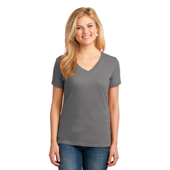 Port & Company ® Ladies Core Cotton V-Neck Tee. Lpc54v 3Xl Medium Grey