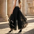 thumbnail image 3 of WCJM Women's High Waist Wide Leg Chiffon Pants Spring Summer Ruffled Casual Flowy Dance Trousers Casual Pants for Women, 3 of 4