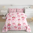 thumbnail image 2 of Feelyou Pink Bowknot Cherry Girl Queen Comforter Set, Love Heart Plaid Bedding Set, 3pcs, 2 of 8
