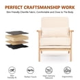 thumbnail image 5 of CQSXDA Modern Design Fabric Cushioned Armchair with Wooden Armrests and Lumbar Pillow for Living Room or Office, Beige, 5 of 16