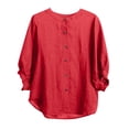 thumbnail image 3 of Hauts Vintage pour Femmes Grande Taille, Col Rond Trois Quarts, Blouse Douce Décontractée, 3 of 3