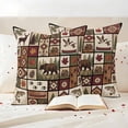 thumbnail image 3 of Country Patch Plaid Outdoor Waterproof Pillow Covers, Brown Farmhouse Retro Bear Deer Cabin Decorative Square Throw Pillowcase Sofa Cushion Sham for Patio/Couch/Chair, 24"x24" 2 Pack, 3 of 8
