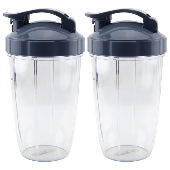 2 Pack 24 oz Tall Cup with Handled Lip Ring and Flip To-Go Lid Replacement Part Compatible with NutriBullet NB-101B NB-101S NB-201