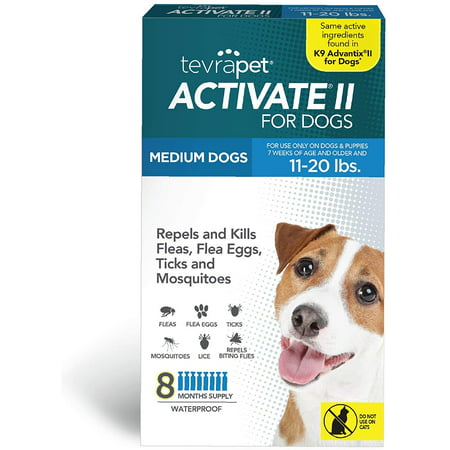 TevraPet Activate II Flea and Tick Control for Medium Dog 11-20 lbs, 8 doses