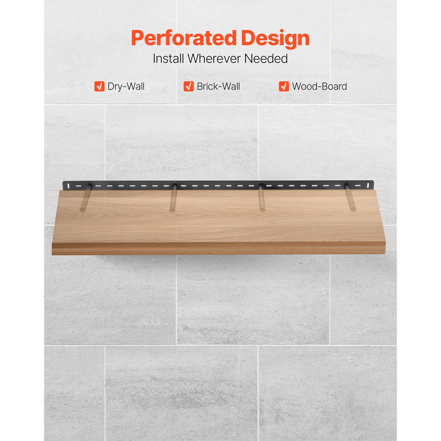 KFFKFF Floating Shelf Bracket 1 Pack, 230 lbs/104 kg Load Capacity, 43x6.2x1.5 inch / 1092.2x157.4x38.1 mm, Durable Hidden Shelf Support, Wall-Mounted Concealed Shelf Bracket