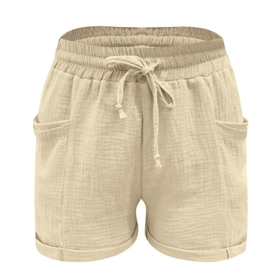 PIMSSY Women Shorts Casual Solid Color Elastic Waist Shorts With Pockets For Sports Everyday Wear Stylish Bottoms