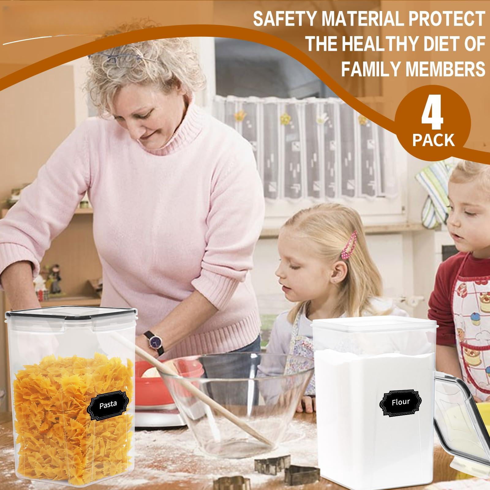 6.5L Food Storage Containers 4 Pack Airtight Kitchen Pantry Organization