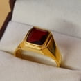 thumbnail image 2 of 14K Yellow Gold Plated Garnet Ring For Men, Statement Ring, Gift For Him, Sterling Silver 925, Promise Ring, Men’s Gemstone Jewelry, 2 of 3