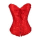 thumbnail image 1 of Vestido de corsé floral para mujer, estilo vintage, estilo steampunk, bordado en la cintura, traje de satén. rojo, 1 of 9