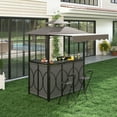 thumbnail image 4 of Gymax 3-Piece Outdoor BBQ Canopy w/ Bar Table & 2 Foldable Bar Chairs Set for Patio Gray, 4 of 10
