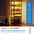 thumbnail image 4 of DEXTRUS 71" Tall Wine Rack with LED Light, 5-Tier Wine Cabinet with 42-Bottles & Glass Holder Liquor Cabinet for Home Kitchen, Brown, 4 of 9