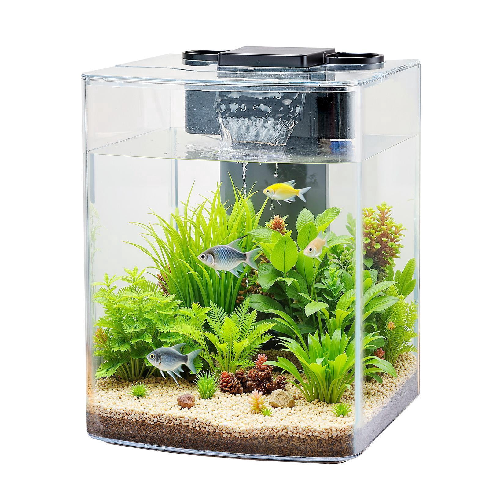 2 Gallon Ultra Clear GPPS Smart Fish Tank Aquarium with Adjustable 3 Color Lighting and Self Cleaning System for Freshwater Saltwater Fish Home Office Pet Use