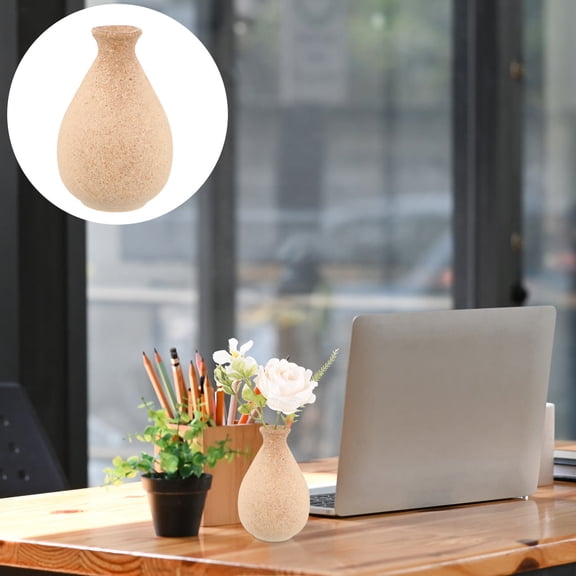 BESTYASH Handmade Khaki Wood Vase Rustic Flower Container for Home Decoration