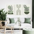 thumbnail image 3 of Sage Green Wall Art Decor Minimalsit Boho Wall Art Set of 3,Framed Canvas Wall Art Geometric Line Leaf Sun Moon Beige Green Wall Decor Modern for Living Room Bedroom Bathroom Office (12x16inch), 3 of 6