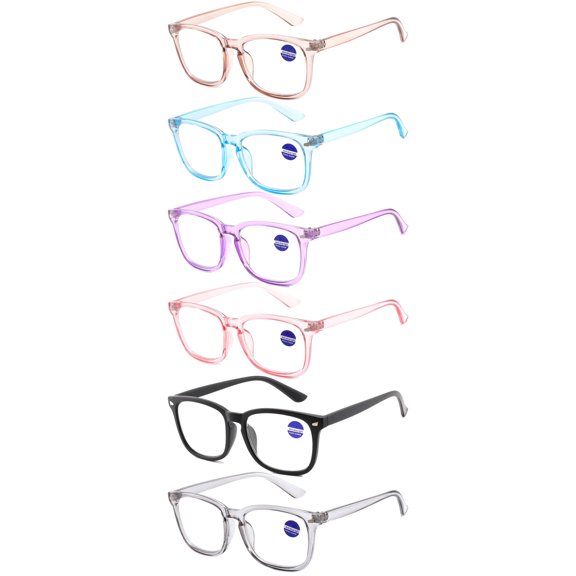 Gabii SL8488 6-Pack 1.50 High-Definition Blue Light Blocking Reading Glasses — Plastic Full Frame, Unisex