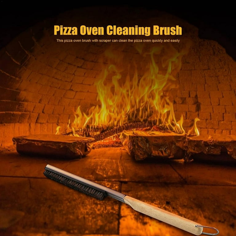 Pizza Oven Cleaning Brush Stone With Stainless Steel Scraper Palm Wood  Handle Fiber Bristles Barbecue Bbq Grill Clean Tools